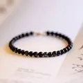 3mm feines Regenbogen-Obsidian-Perlenarmband für Damen mit dezentem buntem Schimmer - 14cm / 4mm Rundperle Stil
