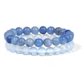 Pulseras de cuentas de piedra natural apilables con cuentas azules y de ópalo - Aventurina azul y opalo de 8 mm