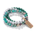 Set of three multi-layer natural stone beaded bracelets for women - White Turquoise & Malachite & Ocean Stone Set (11) / Set of 3