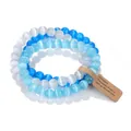 Set of 3 cat's eye stone beaded bracelets in light blue, dark blue and white tones - Light Blue & Dark Blue & White Cat's Eye Style Set (13) / Set of 3