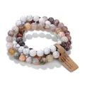 Stacked natural stone beaded bracelet set for women featuring varied gemstones - White Turquoise & Tiger Eye & Agate Multicolor Set (21) / Set of 3