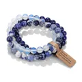 Stackable natural stone beaded bracelet set with blue sodalite and white opalite - Sodalite & Lapis Lazuli & White Crystal Set (24) / Set of 3