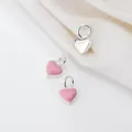 Ciondoli a cuore in argento 925 smaltato rosa per bracciali e gioielli fai da te - Rosa
