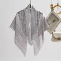 Elegant floral print Balinese yarn square scarf for women stylish lightweight shawl wrap - Gray