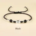 Adjustable handmade S999 sterling silver dragon charm braided bracelet in black - 黑色(S925银龙宝宝黑玛瑙编织手链)