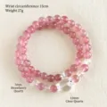 Bracciale a doppio giro in quarzo fragola e cristallo di rocca con ciondoli a farfalla - Stile a doppio cerchio / Circonferenza 15cm / Bracciale Quarzo Fragola Doppio Strato