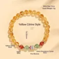 Elegantes handgefertigtes Citrin-Perlenarmband mit Achat, Erdbeerquarz und Schriftzeichen - 6mm Gelber Phantom Armband / Umfang 15cm