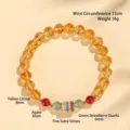 Eleganter gelber Citrin-Perlenarmband mit Achat- und Schriftperlen, 15 cm Handgelenk - 8mm Gelber Phantom Armband (Hohe Qualität) / Umfang 15cm