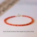 Elegant 3mm ice-transparent cherry red Southern Red Agate bead bracelet for women - 14cm / Cherry Red Variegated / 3mm Ball