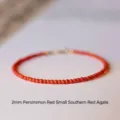 Handcrafted natural 2mm Southern Red agate bead bracelet in vibrant persimmon red - 14cm / Persimmon Red Tiny Beads / 2mm Round Bead