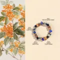 Elegant 4mm natural lapis lazuli and black agate beaded elastic ring with gold spacers - Ring