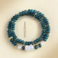 Elegant dark green chalcedony double-strand bracelet with a white lucky cat charm - Chalcedony Lucky Cat Style