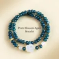 Elegant double wrap green chalcedony beaded bracelet featuring white plum blossom charm - Chalcedony Plum Blossom Agate Style