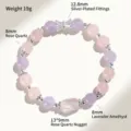 Elegant 8mm lavender amethyst and rose quartz beaded bracelet with silver-plated parts - Rose Quartz Style (SL5859)