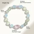 Handmade beaded bracelet featuring rose quartz, aquamarine, and prehnite crystal stones - Prehnite Style (SL5859)