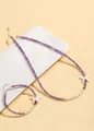 Elegant purple amethyst and freshwater pearl butterfly jewelry set with necklace and bracelet - Amethyst Freshwater Pearl Shell Butterfly Set