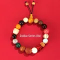 18 Seeds Buddhist beads bracelet with wooden gourd pendant, Ox zodiac edition - Zodiac Ox