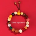 Authentic multi-material 18-seed sandalwood beaded bracelet for Zodiac Horse variant - Zodiac Horse