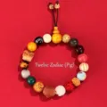 Exquisite multicolor 18 seeds Buddhist bead bracelet featuring Twelve Zodiac Pig theme - Zodiac - Pig