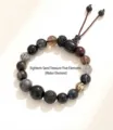 18-seed Buddhist prayer bead bracelet with Water element theme for mindfulness - Five Elements - Water
