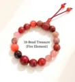 Traditional 18 seeds Buddha beads bracelet with red gemstones, fire element theme - Five Elements - Fire