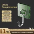 Heavy-duty dark green acrylic adhesive wall hook for kitchen and bathroom, 10x6cm - 1 Piece / Green