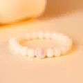 Handmade natural white Bodhi root bead bracelet featuring a cute pink cat paw charm - Cherry Pink Single Cat Paw Single Wrap / 1 Piece / Sakura Pink