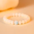 Natural white bodhi root bead bracelet with a light blue cat paw charm for women and men - Forget-Me-Not Blue Single Cat Paw Single Wrap / 1 Piece / Forget-me-not Blue