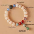 Elegant natural Bodhi root lotus bracelet with colorful gemstone and jade beads for women - Lotus Flower Mix Style / Multicolor