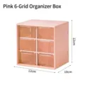 Pink 6-grid desktop organizer for cosmetics storage with transparent mini drawers - 6-Grid (12*12*10cm) / Flesh Pink