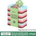 4-piece pack double-sided multi-layer sponge cleaning brush for kitchen stain removal - Set of 4