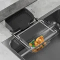 Black kitchen sink filter rack with mesh basket and sponge tray, 23.7cm length - Bracket + Patch + 50 Filter Bags / Black