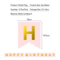 Pink Happy Birthday swallowtail flag banner made of white cardboard, pack of 13 pieces - 13 Pieces/Pack / Pink Happy Birthday Swallowtail Banner