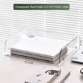 Transparent stackable desktop file tray organizer for office documents, 32.5x25x7.5cm - Transparent Short Style / 32.5x25x7.5cm