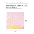 Pink paper napkin with gold foil polka dots for birthday party, 17x17cm pack - Pink Gold Polka Dot Napkins