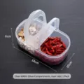 Transparent 600ml plastic divided spice box with double lids for kitchen spice storage - Dual Grid Dual Lid / 600ml (1 Piece/Pack) / Round White
