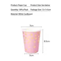 Disposable pink paper cups with gold polka dots for birthday parties and picnics, 10-pack - Pink Gold Polka Dot Paper Cups