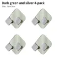 Set of 4 dark green and silver adhesive wall hooks for cable management - Set of 4 / Dark Green Silver