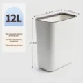 12L Wand-Mülleimer aus Kunststoff für Küche und Bad, weiß, Maße 23,8x13,5x27,9 cm - Groß Ohne Deckel - Weiß / 12L (23.8*13.5*27.9cm)