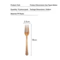 Gold colored disposable plastic fork, 18cm length, set of 10 pieces for birthday parties - Golden Disposable Fork