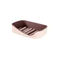 Pink and brown double-layer soap dish with drainage bars for organized bathroom storage - Double Layer / Light Pink