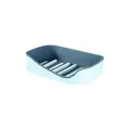 Minimalist double-layer drainage soap dish with blue and grey plastic finish for bathroom - Double Layer / Light Blue