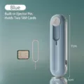 Blue portable multi-functional earphone cleaning pen with built-in SIM card slots - 1 Piece / Teal