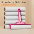 16cm strawberry pink tearable sticky lint roller with 55 sheets per adhesive roll - Lint Roller Set / 16cm Size (1 Roll 55 Sheets) / Strawberry Pink