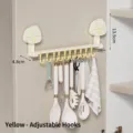 Yellow duck-themed kitchen storage rack with 10 movable hooks for wall-mounted utensils - Movable Row Hooks / Yellow