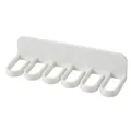White 6-hole punch-free adhesive hook rack for kitchen towels and bathroom storage - White