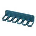 Modern blue wall-mounted 6-slot adhesive hook rack for towels and kitchen utensils - Blue