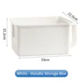 Caja de almacenaje blanca de plástico con asa, dimensiones 33x22,5x15,2 cm para el hogar - Caja de Almacenamiento Con Asa / Blanco