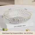 Petit saladier carré transparent en plastique avec bord doré et motif de diamants - Petit Carré Transparent Blanc / 1 Pièce/Paquet