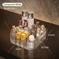 Kleiner transparenter Acryl-Hautpflege-Organizer mit Goldgriffen und Fächern - S / Klares Weiß